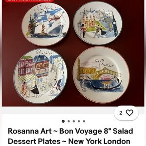 Rosanna Bon Voyage Salad Dessert Plates - Multicolor